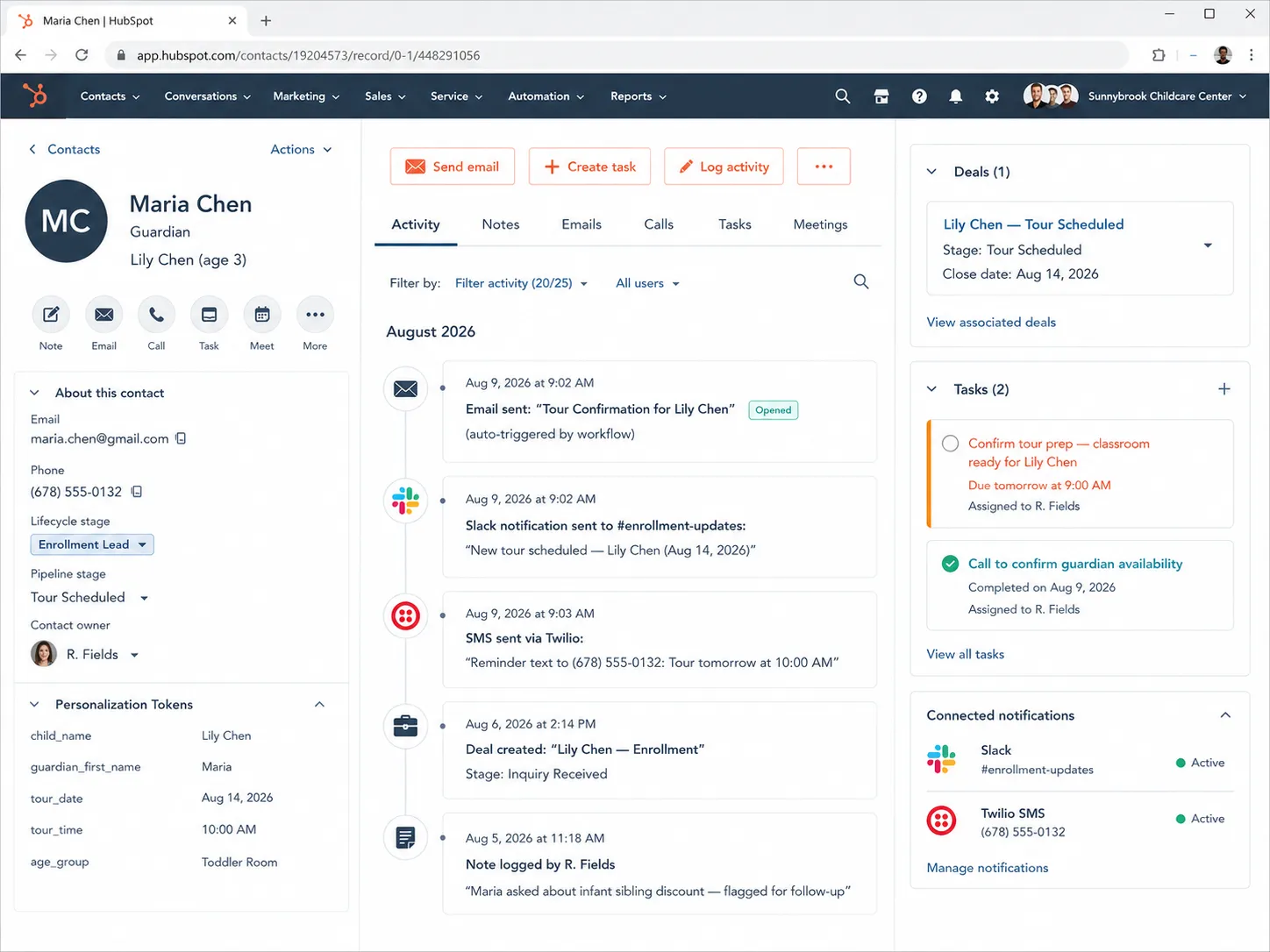 HubSpot Childcare Enrollment Pipeline Setup